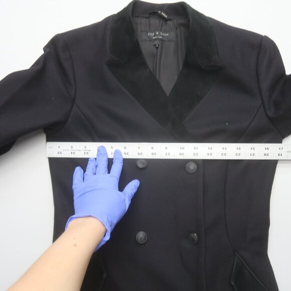 Rag & Bone Cate Double Breasted Wool Pea Coat Black Size 2 - Picture 12 of 14